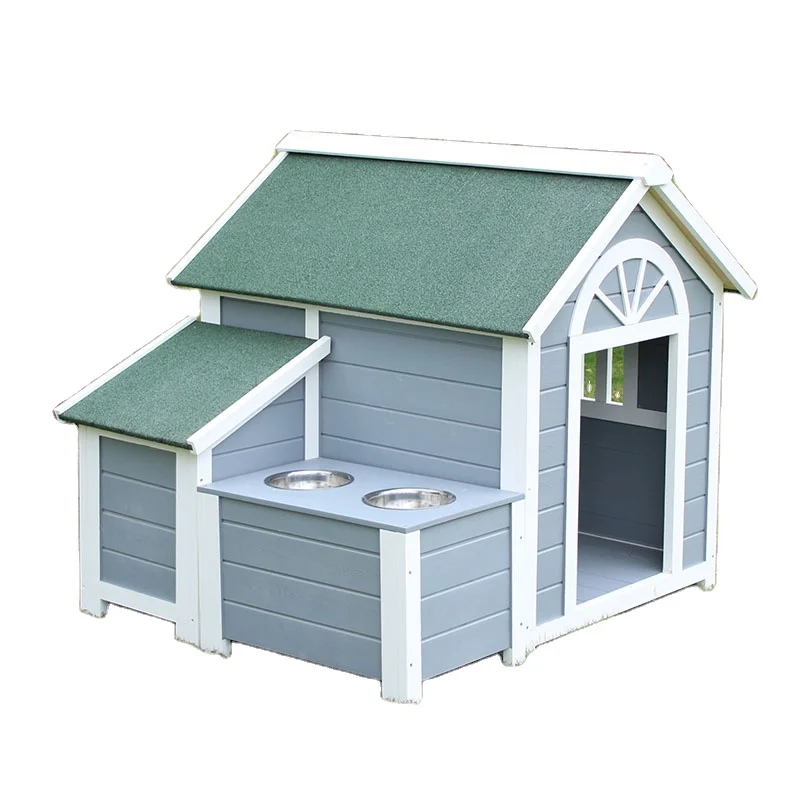 customization houses With Dog Bowl  patio blue  large furniture kennel crate wooden outdoor dog kennels pet house wood