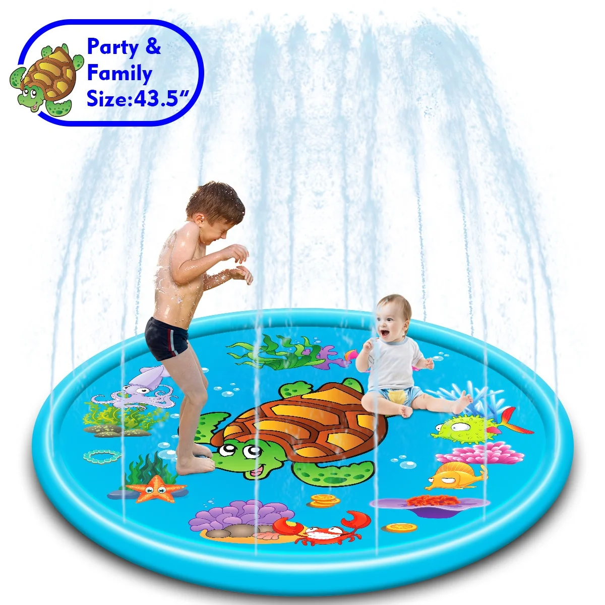 
110CM ECO-friendly PVC Sprinkle Splash Play Mat Pad Inflatable Outdoor Water Spray Play Mat Toys for Kids Toddlers Summer Fun 