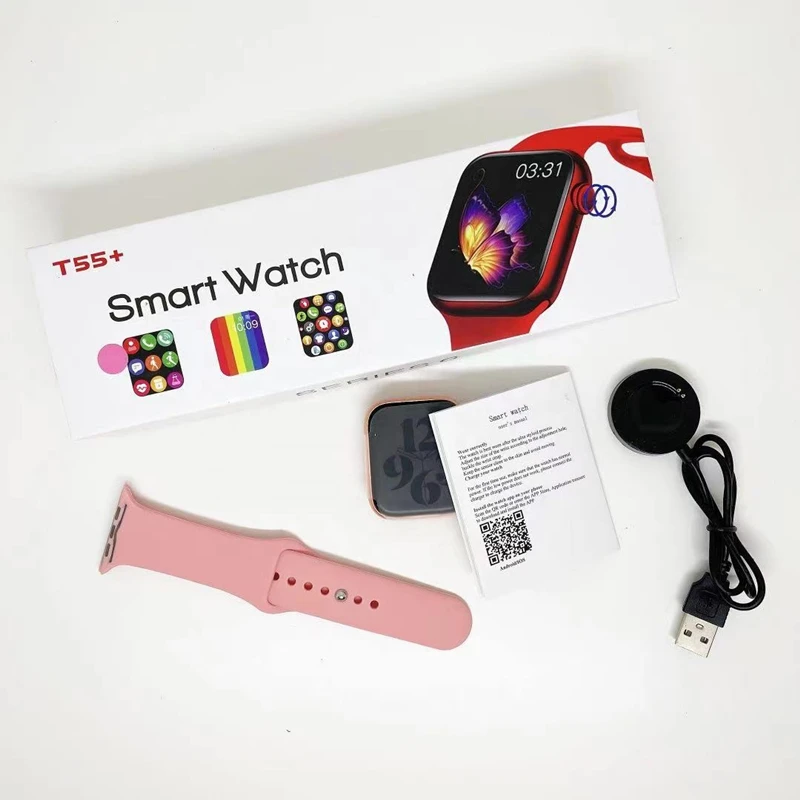 T55 Plus Smart Watches Series 6 Reloj Inteligente Blood Pressure Blood Oxygen Heart Rate Sport Waterproof T55 Smartwatch