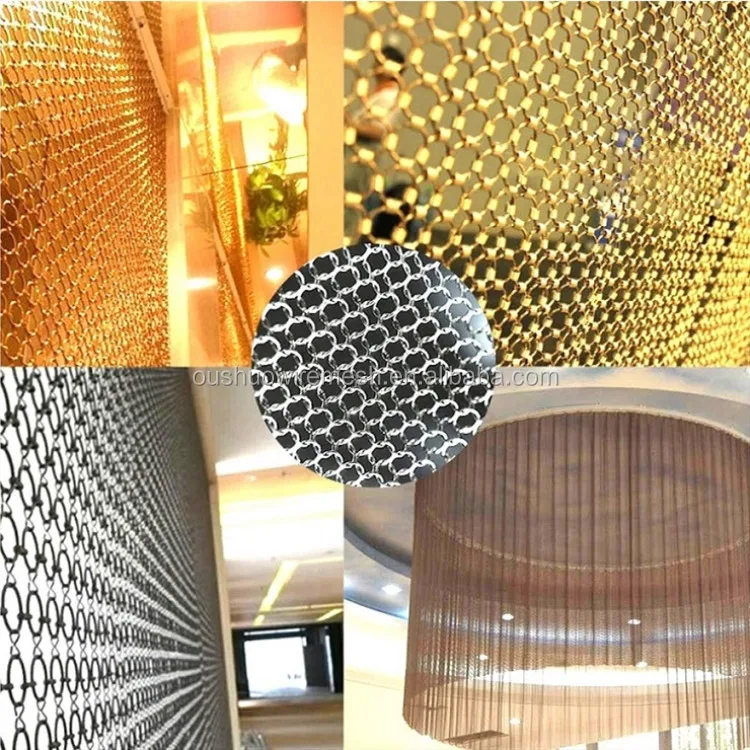 2m*3m Stainless steel chainmail ring metal mesh curtain decorative ring mesh