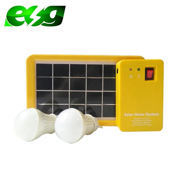 ESG Popular Outdoor Portable  3.7V 4AH 6W Solar Panel Charger Lead Acid DC LED Lamps Small Mini Solar System