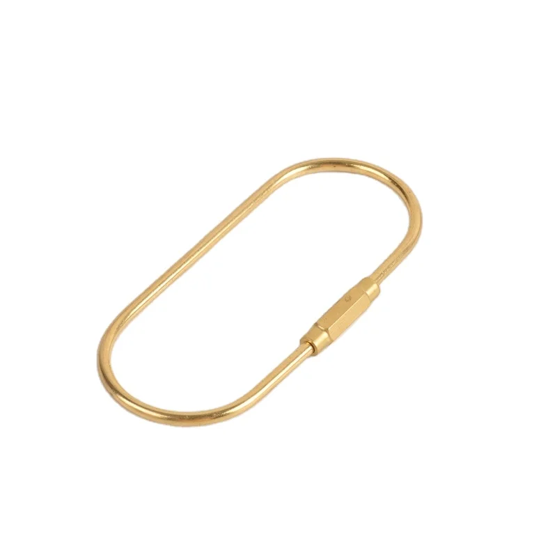 Karwo Oval Shape Brass Keychain Screw Lock Key Ring Carabiner Holder