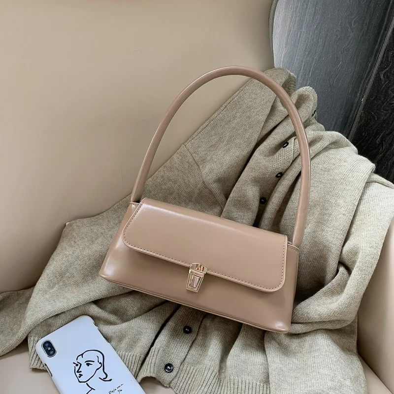 2024 Vintage Design Women Underarm Bags Solid Color Pu Leather Shoulder Designer Ladies Handbags Luxury Purses