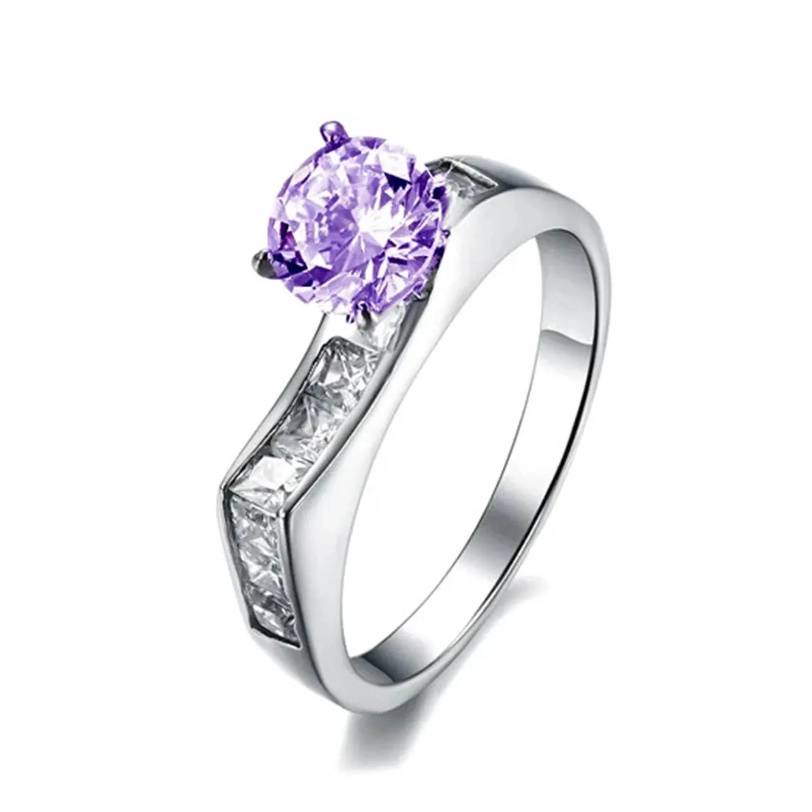 Country of Russia Oval Amethyst Ring Purple Engagement Rings Birthstone Month 13 Years Experience