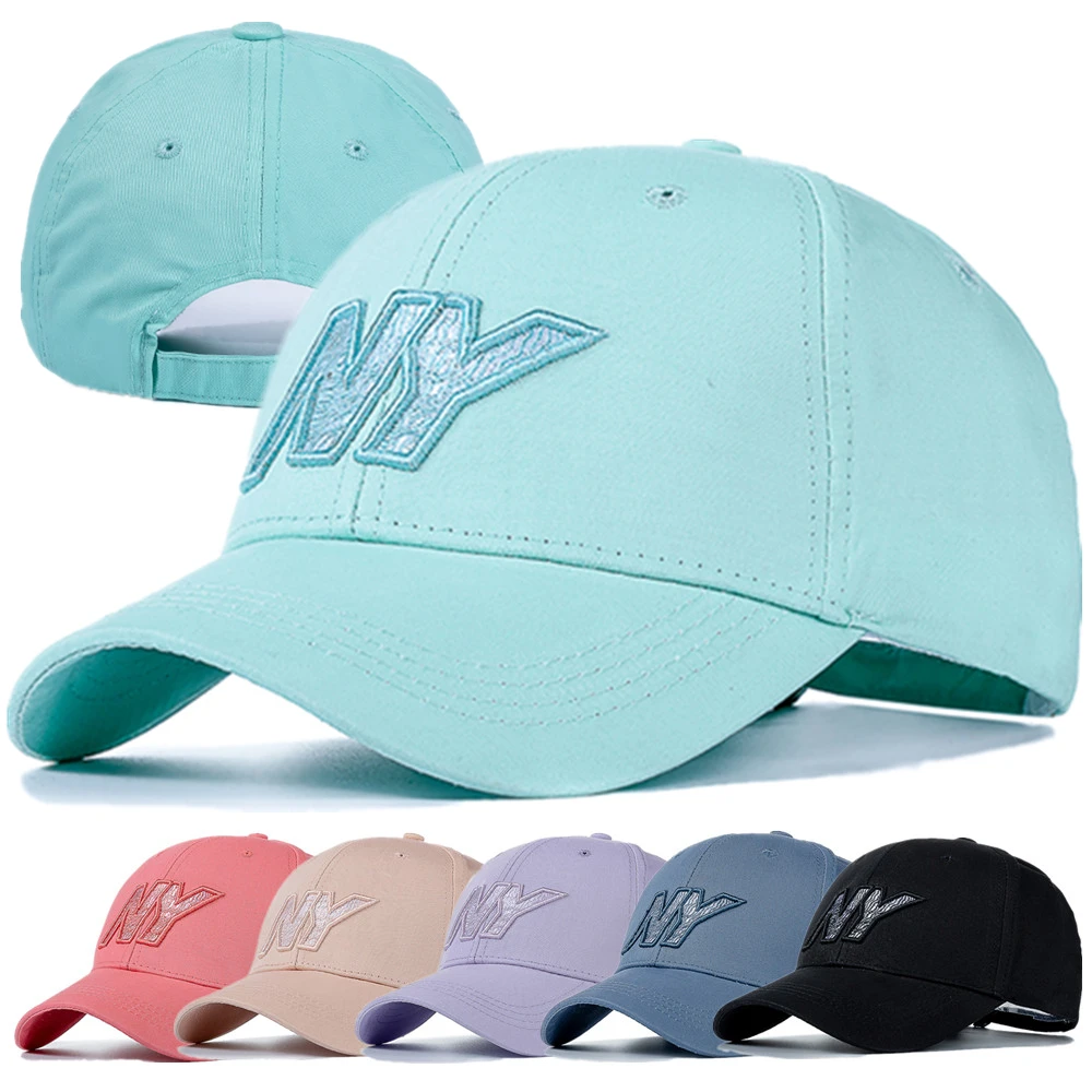New Women Men Cotton Kpop Cap Fashion NY Embroidered Hard Top Baseball Cap Casual Adjustable Outdoor Couple Streetwear Hat