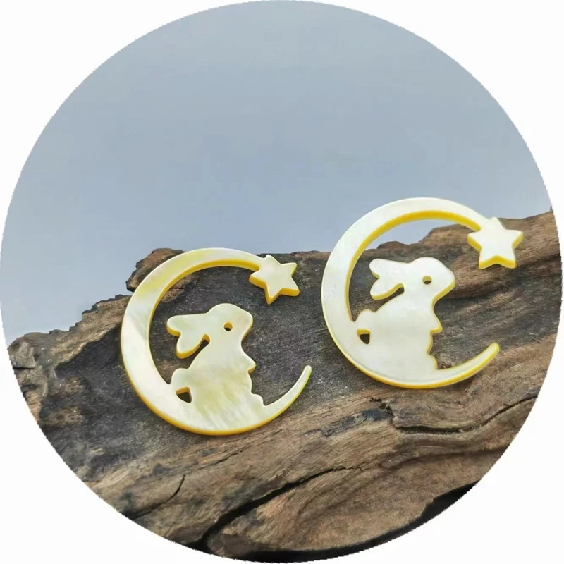 Желтый Белый перламутровый ракушка кролик луна звезда очарование кулон DIY ювелирные изделия