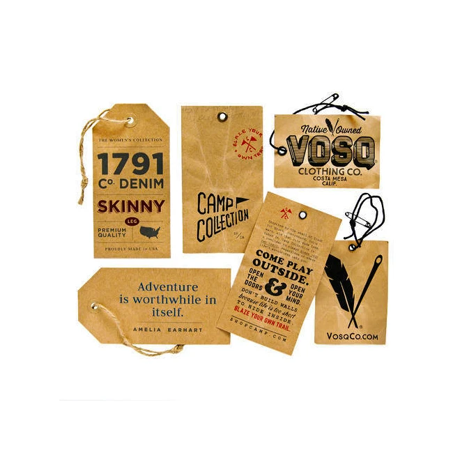 Custom Logo Printing Eco Friendly Recycled  Kraft Paper Hang Tag with hole and string