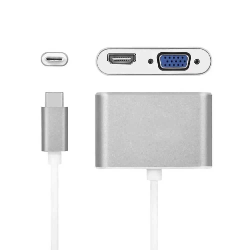 2-in-1/3-in-1HUB Dock USB Input 4K Resolution VGA+HDTV HD Splitter Dock for Video Capture & Recording Compatible with Win