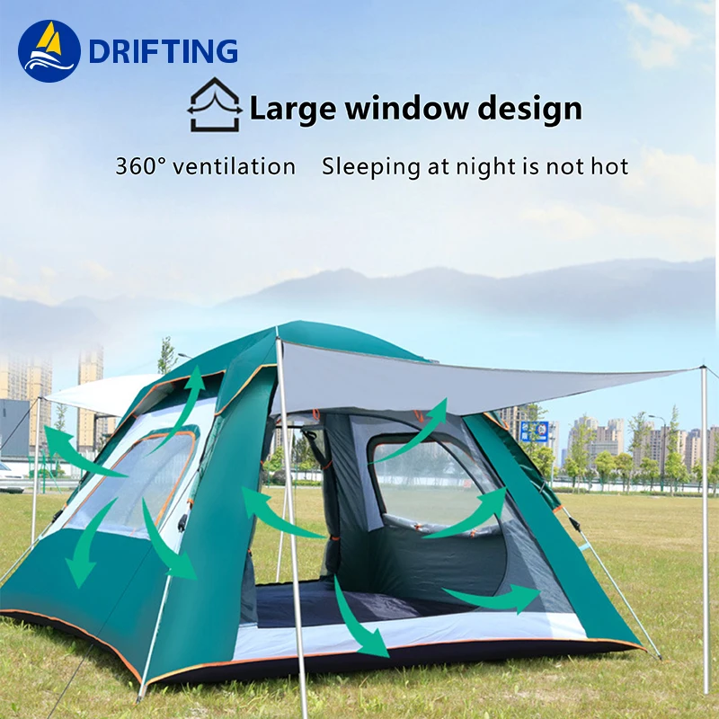 Outdoor four-sided ventilation automatic speed open beach camping rainproof 3 season 3-4 person camping tent