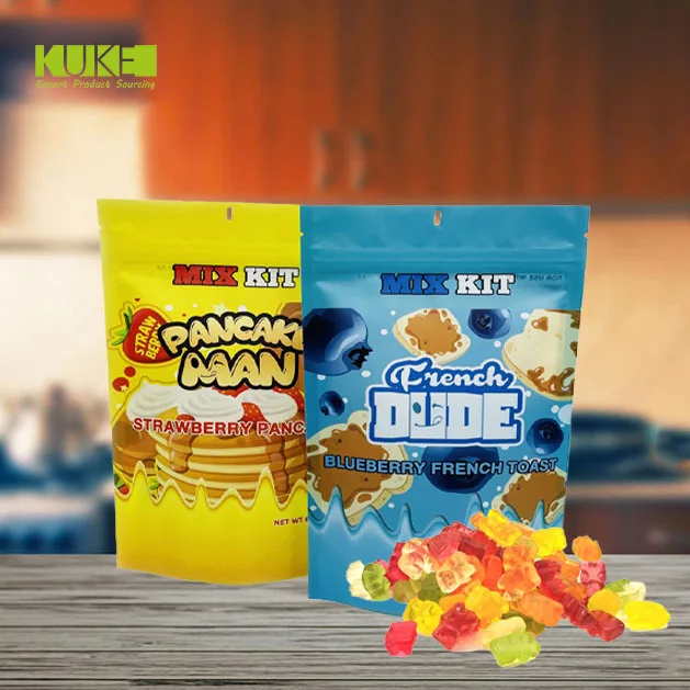 Kuke Custom Print Resealable Food Seal Packaging Zip Lock Foil Pouch 3.5g 7g 14g Smell Proof Candy Food Tea Coffee Mylar Bag