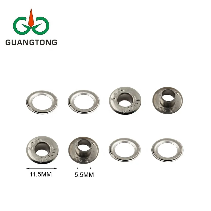 Nickel free small eyelet for shoes,flat round edge metal silver grommet eyelets with custom logo