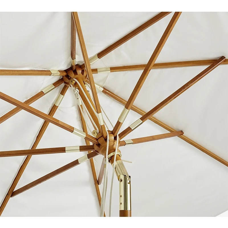 Premium 3 Meter Round Sunbrella fabric outdoor patio umbrella Teak wood tilt frame umbrella outdoor for restaurant