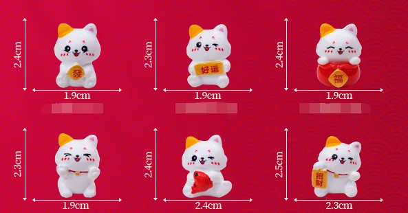miniature animals mini chinese dolls lot resin lucky cat waving hands mini garden tiny planter terrarium figurines business gift