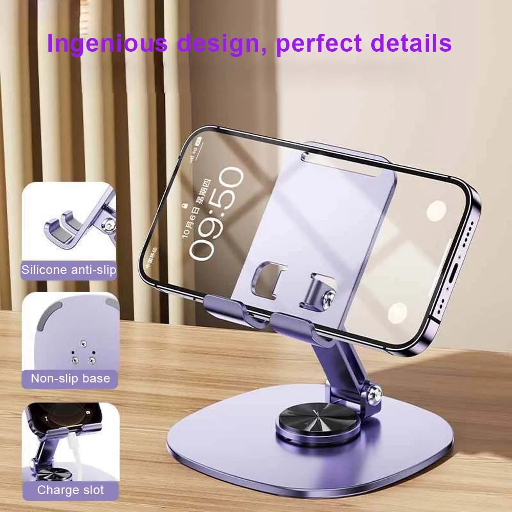 Christmas Promotion Gifts Simple Quality Stable Metal Folding 360 Rotation Desk Stand Phone Holder for All Mobile Phone Tablet