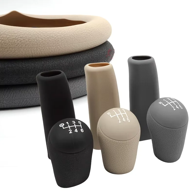 New style waterproof Skin pattern Silicone car steering wheel cover gear shift knob cover for Volkswagen 5 gears handbrake cover