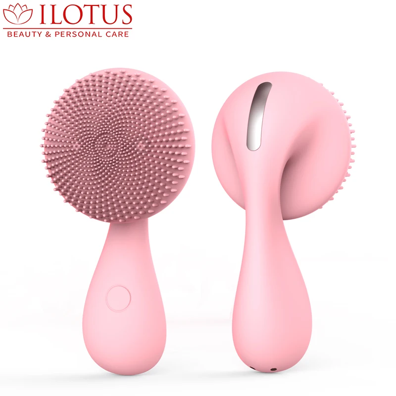 New Design Mini Waterproof Electric Vibration Facial Scrub Cleaning Washing Silicone Face Cleanser and Massager Brush
