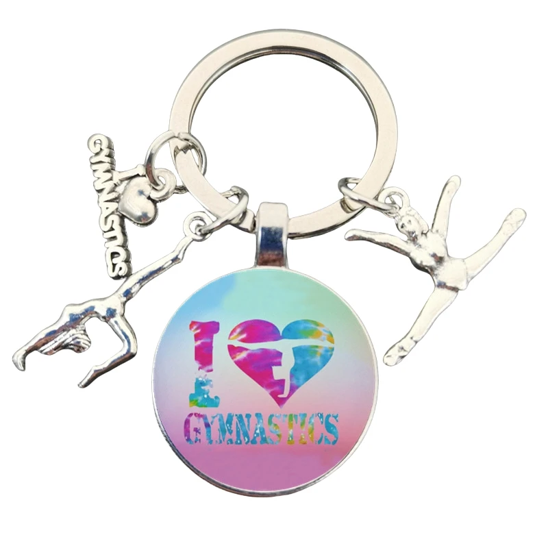dance enthusiast inspirational keychain glass key chains Cheerleader keychain bag charm pendant Girl keyring gymnastics keychain