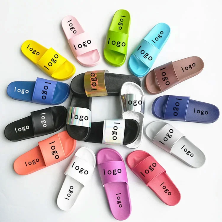 High Quality Custom Logo Flat Fabric Tape Ladies Slides Slipper Sandals Indoor women slippers