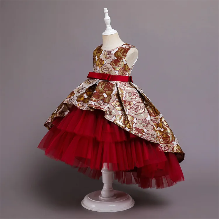 Wholesale New Design Girls Dresses Multi-layer Wedding Skirts evening dress Lace Cartoon Lolita Gown