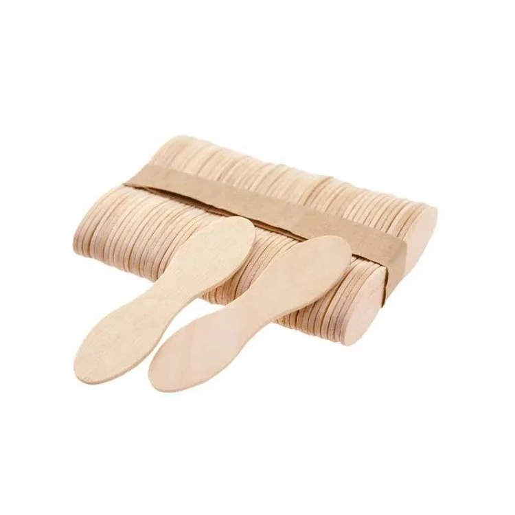 Biodegradable personalized wooden cute disposable  6cm ice cream scoop spoon gelato gift manufacturers