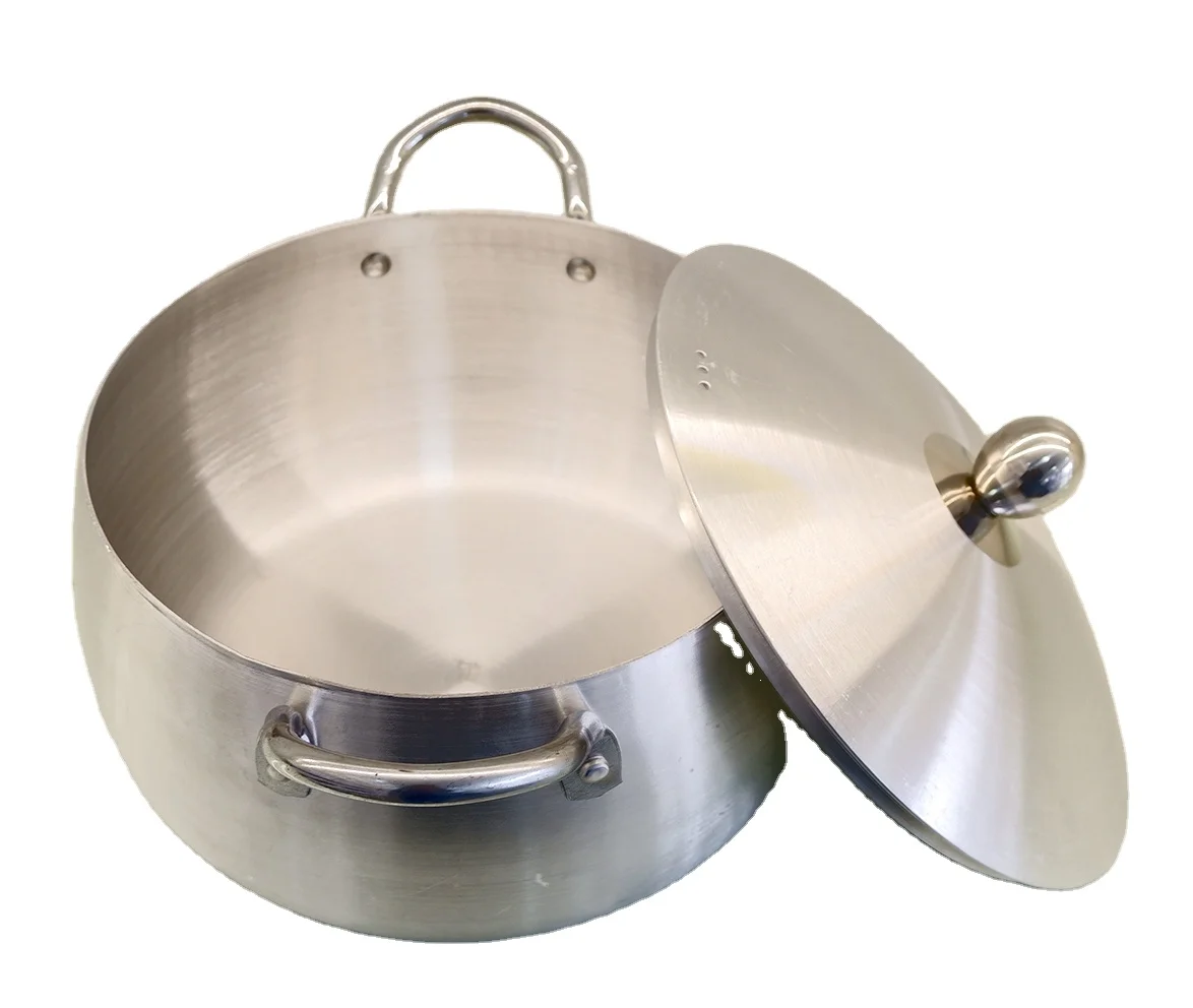 Specializing in the production of belly shaped aluminum material silver pot set cooking set