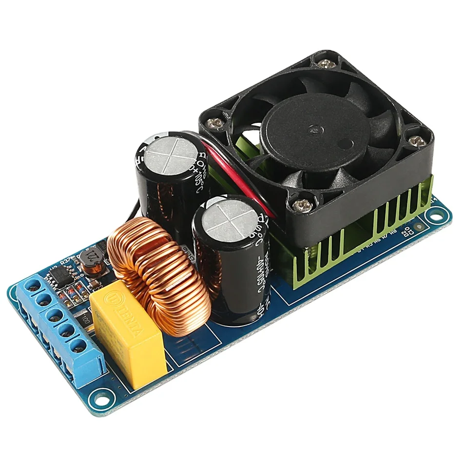 IRS2092S 500W Mono Channel Digital Amplifiers Board Classed D HIFI Power Amp Module with Cooling Fan DIY Kits for Arduino