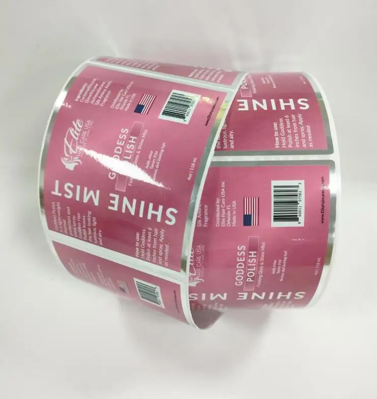 Roll stickers with gold sliver foil vinyl stickers with strong adhesive glue  bottle stickers for hair.