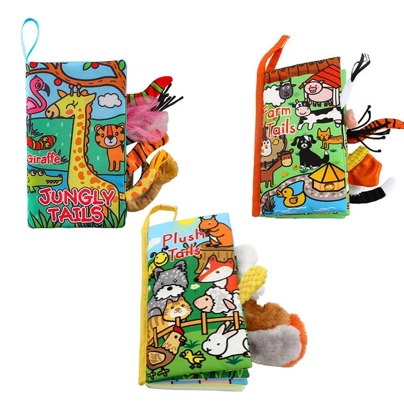 Фабричная Прямая цена амазоны onlinebaby спокойная ночь обезьянки 3d хвосты Веселый ребенок моющаяся ткань мягкая книга