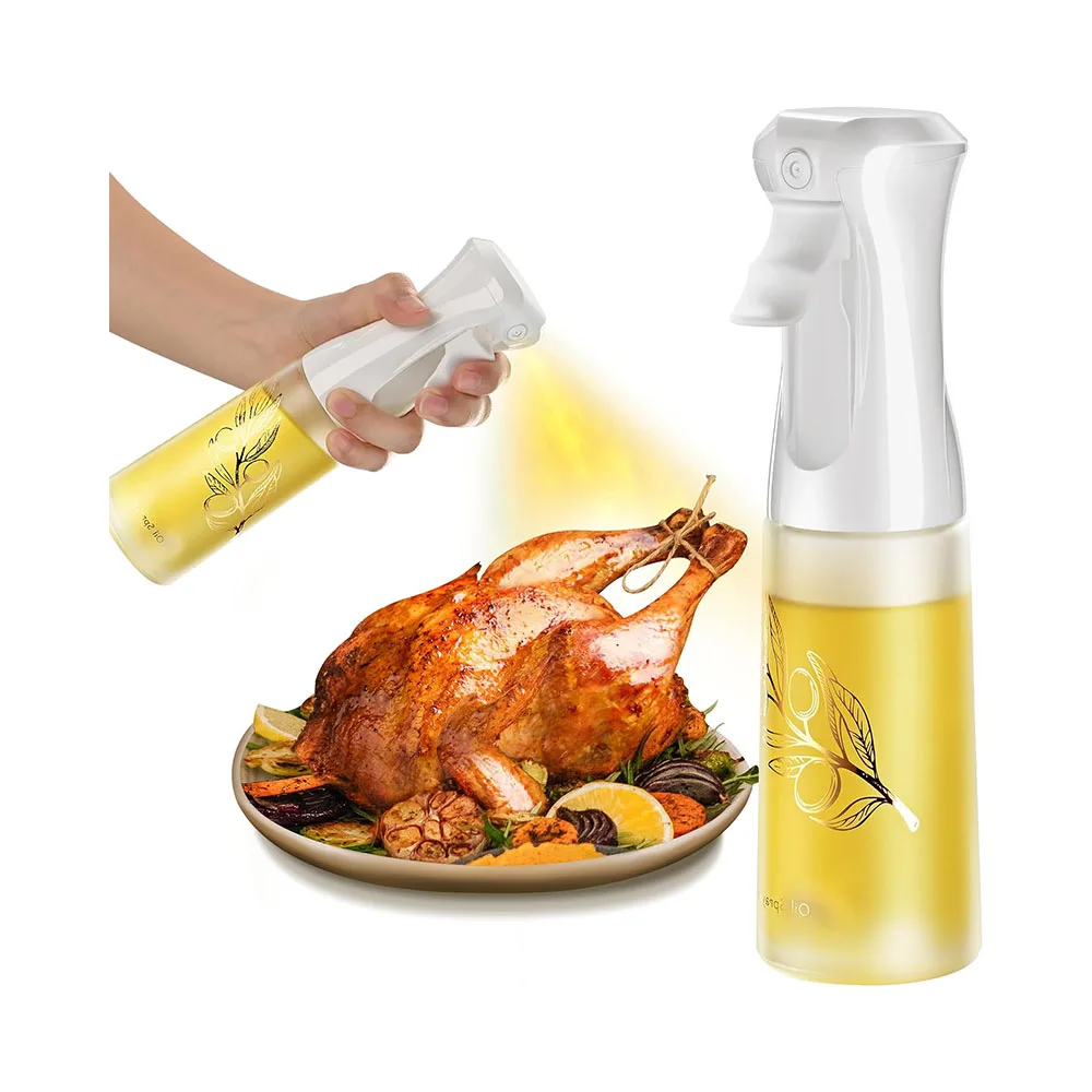 Customized kitchen reusable transparent 200ml 7oz olive oil spray dispenser bottle for cooking frying baking roasting