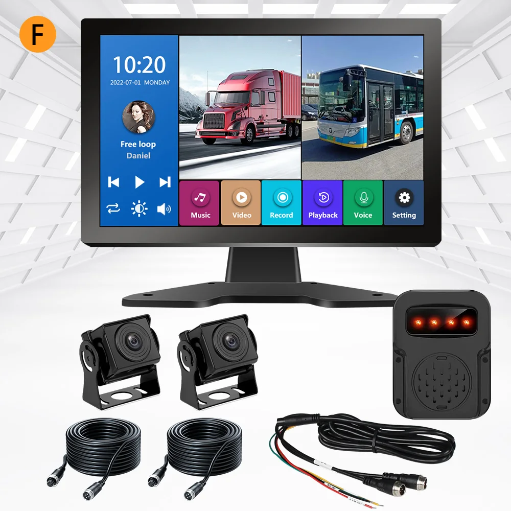 Universal Split Screen Quad Touch Monitor 360 Truck Ai Bsd Blind Spot Detection System 4k Recording Kit for Heavy Vehicle Crane