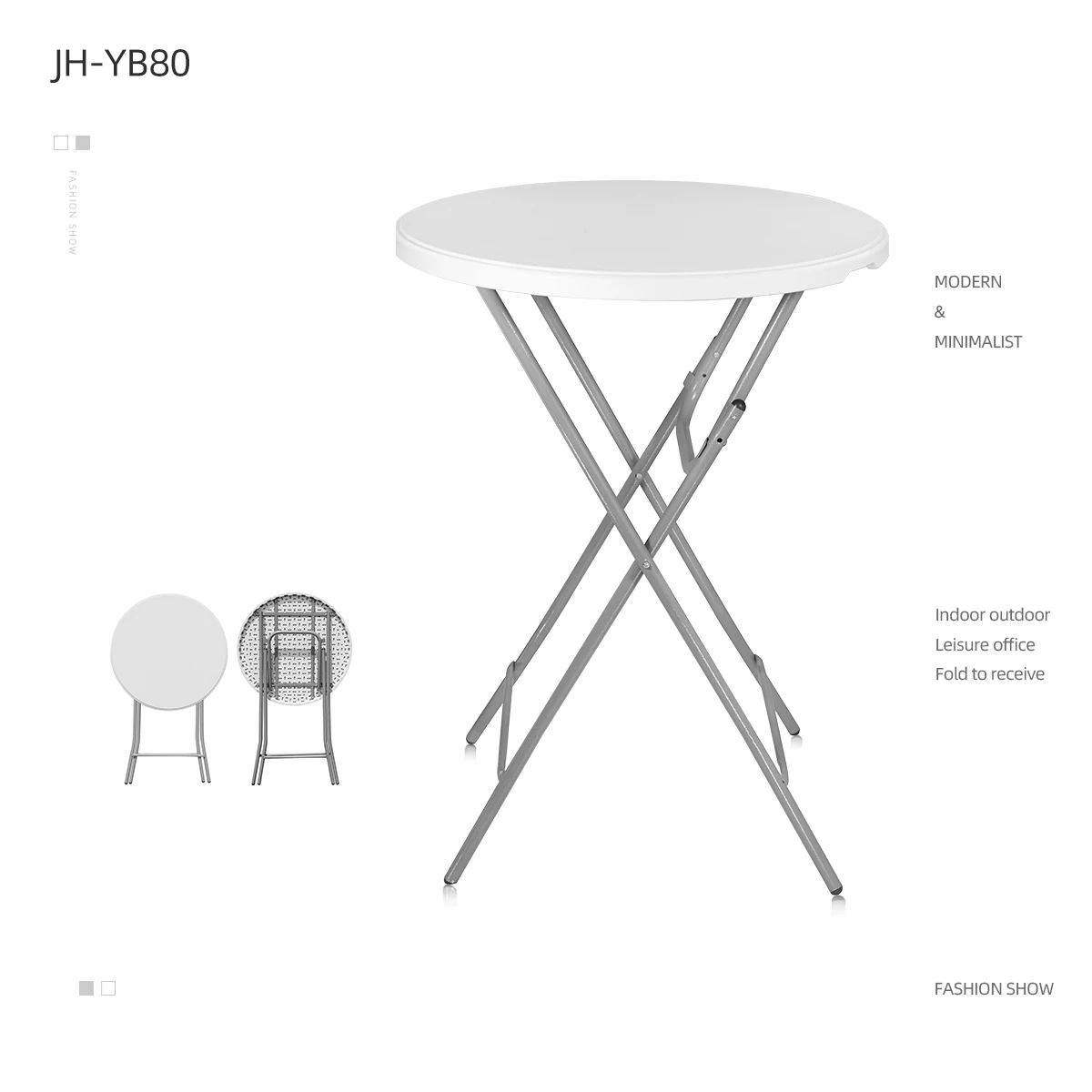2.66ft round plastic folding high top bar table cocktail table
