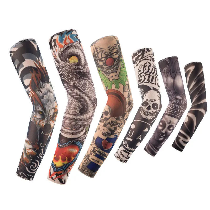 
Outdoor Cycling Sleeves 3D Tattoo Printed Armwarmer UV Protection Bike Bicycle Sleeves Arm Protection Ridding Sleeves 