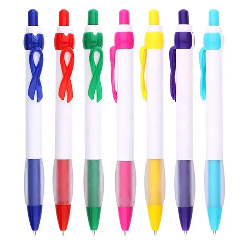 Pink ribbon bow clip ballpoint pen Red Cross AIDS public welfare breast cancer auxiliary advertising retractable pen