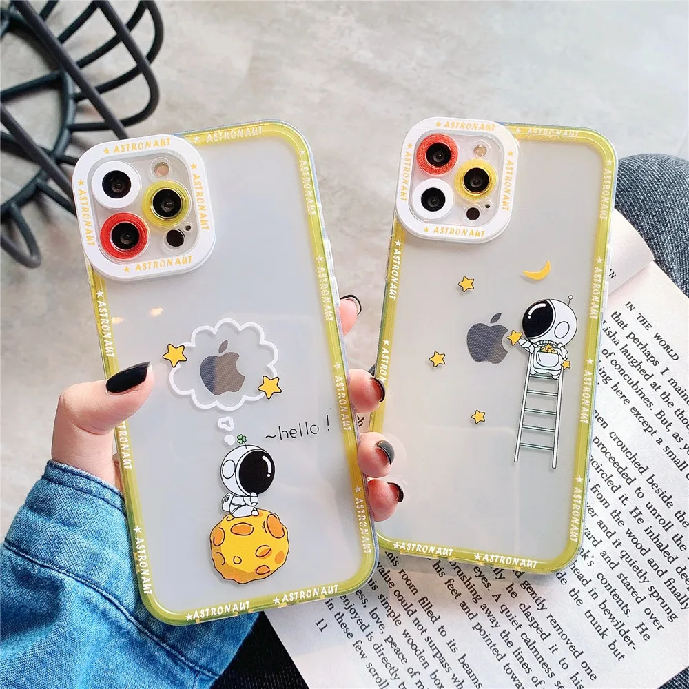 Custom Soft Clear Tpu Cartoon Lens Camera Protection Phone Cover for iPhone 12 11 Xs 13 for iPhone 14 Pro Max Case