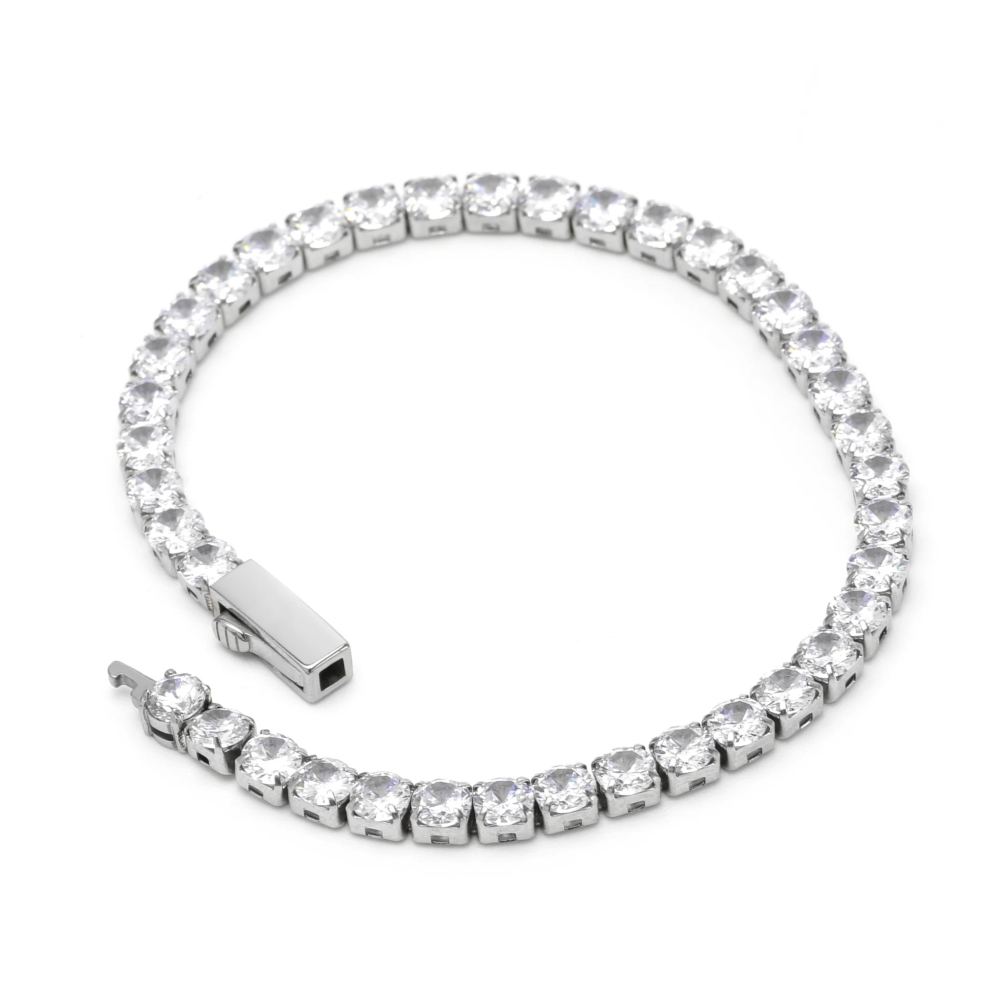 AAA CZ Cubic Zircon Tennis Bracelet Iced Out Stainless Steel Fashion Square Round Diamond Tennis Bracelet Hip Hop Moissanite