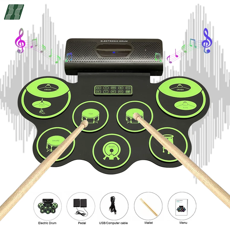 Factory Supply Portable Electric Drums Roll Up Drum Kit  Silicone Electronic Drum for Kids