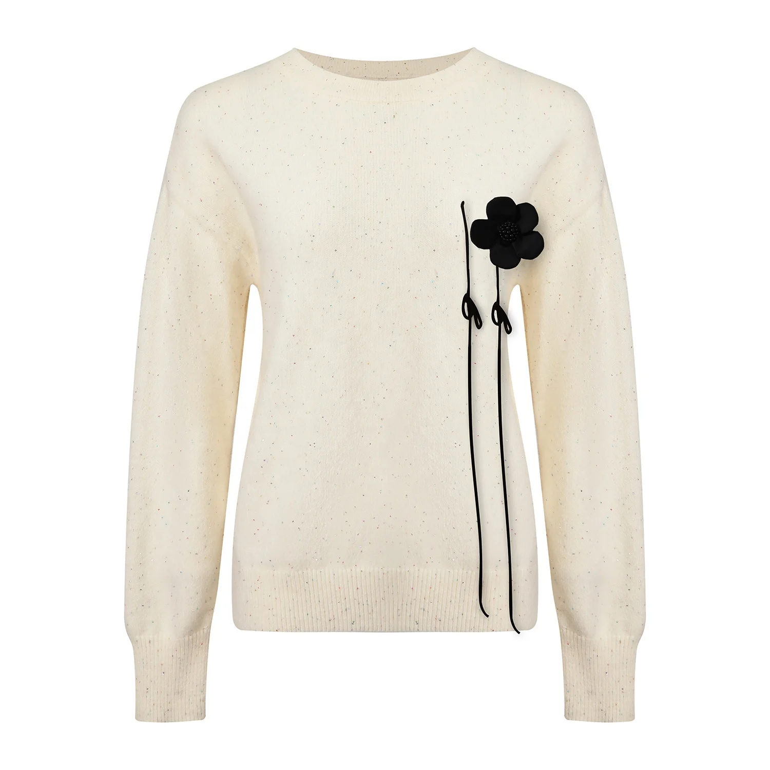 clothing manufacturer europe custom fashion latest design flower embroidery ladies knitted pullover sequin sweater