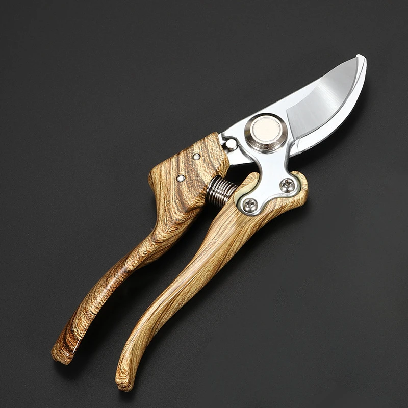 Professional SK5 Steel Blade Aluminum Alloy Handle Pruning Shears Garden Pruner Scissors Garden With Golden Wood Grain