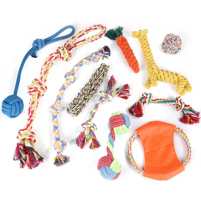
Hot selling high quality pet dog cotton rope toy set 