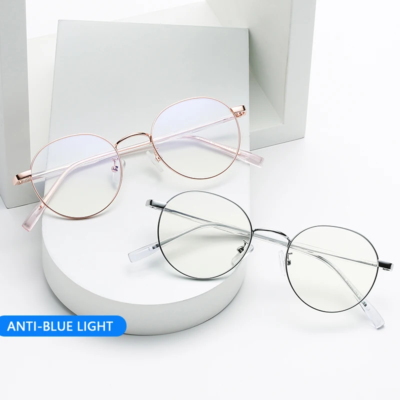 Blue Light Blocking Alloy High Quality Spectacle Frames Eyeglasses Round Glasses