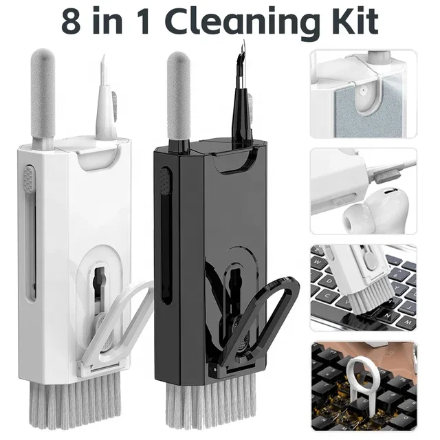 8 IN 1 Multifunctional Earphone Cleaner Brush Tools PC Computer Keyboard Cleaner Brush Camera Phone Screen Cleaning Kit