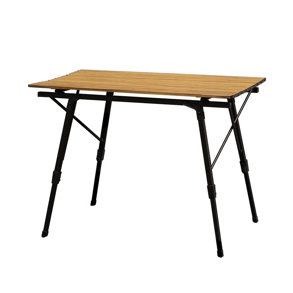 Складной алюминиевый стол для пикника KINGGEAR с деревянным узором и регулируемой высотой (1600054649450)