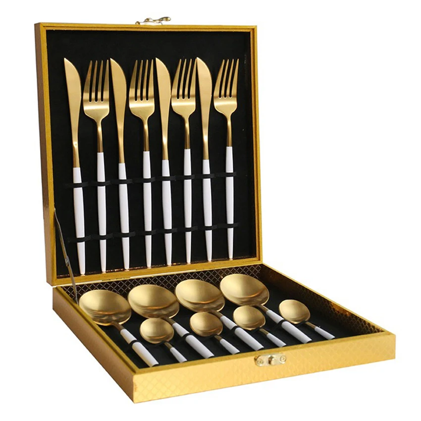 High quality stainless steel matte tableware 304 metal cutlery set