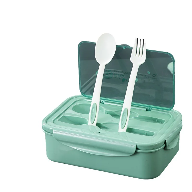 1000ml Microwave Take Away Food Box Lunch Bento Box With Cutlery Set Spoon Fork