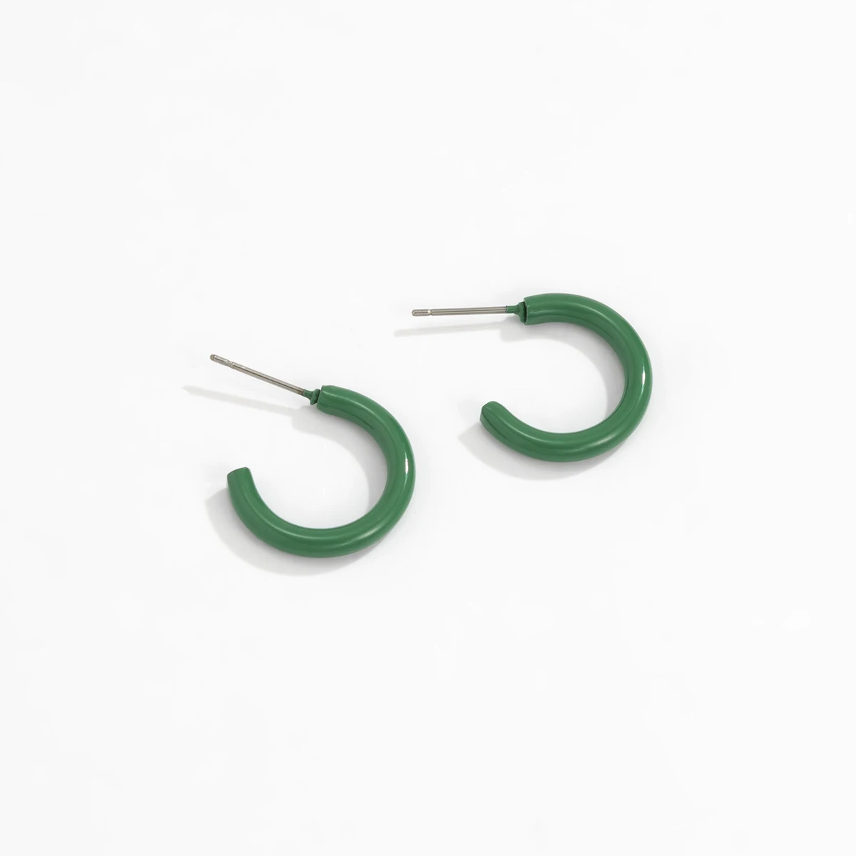New Autumn green Spray painted silver earrings Round geometric earrings Round earrings for women