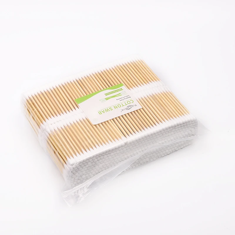 Hot Selling Oem Double-headed Biodegradable Sticks Ear Buds 1000Pcs Bamboo Stick Cotton Bud In Bags