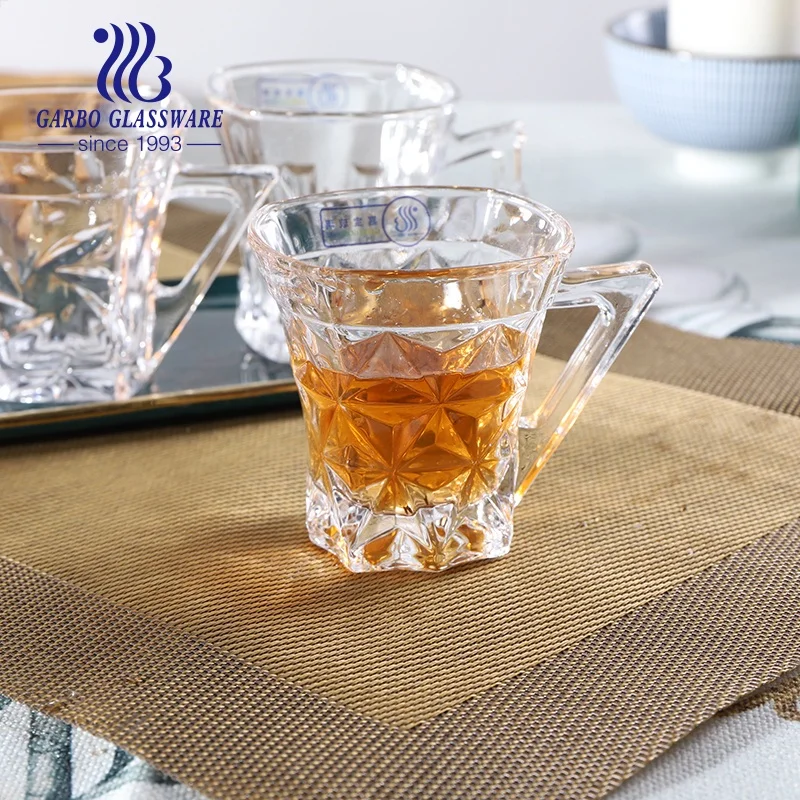 Оптовая продажа белая Хрустальная квадратная стеклянная кружка для питьевой воды кофе чая с гравировкой и толстым дном дома