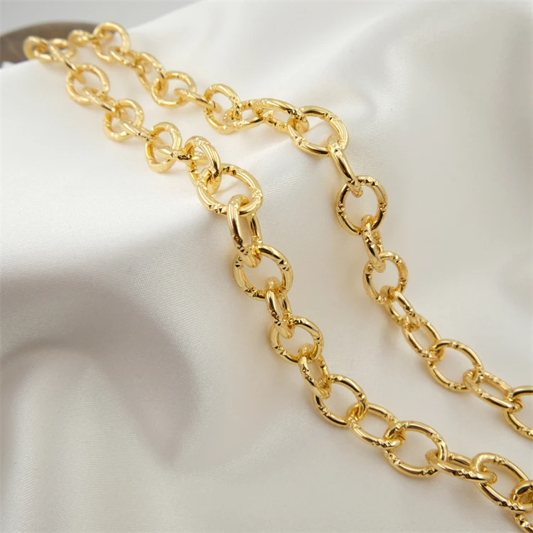 Golden necklace chains for jewelry making  HIP-HOP 18k gold plated chains accessories Cuban style Daikin necklace chain