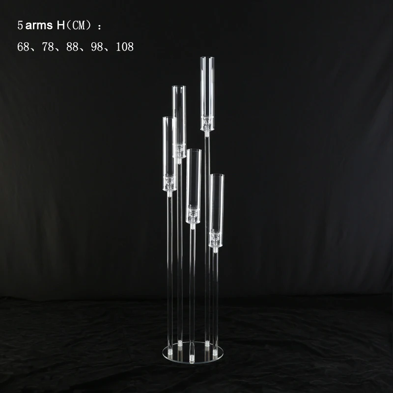 Clear Candelabras Weddings Table Centerpieces Decoration 5 Arm  8 Arm Acrylic Candelabra Led Candle Holder Candle Stand