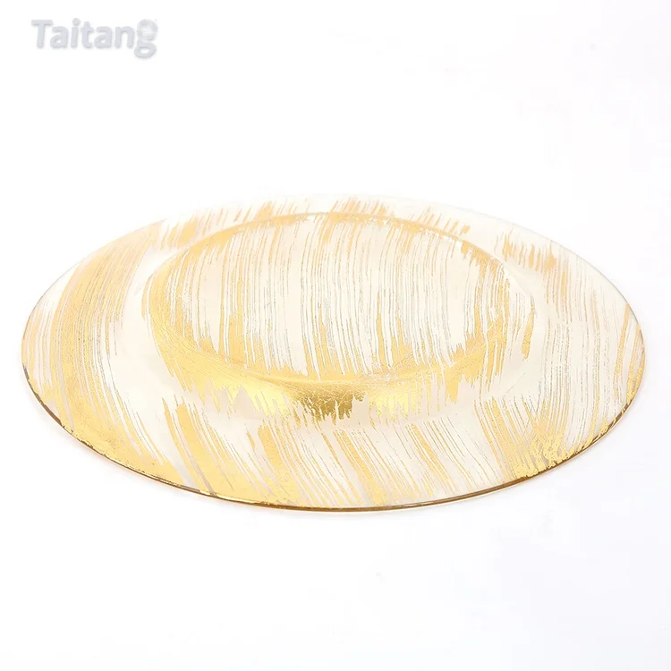 Restaurant Hotel Decoration Wedding Glass Underplates Gold